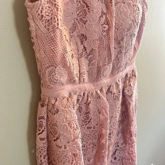 BHLDN Rosaline Dress Size Small Light Pink Lace Cutout Mini Lilac Occasion - Picture 4 of 11